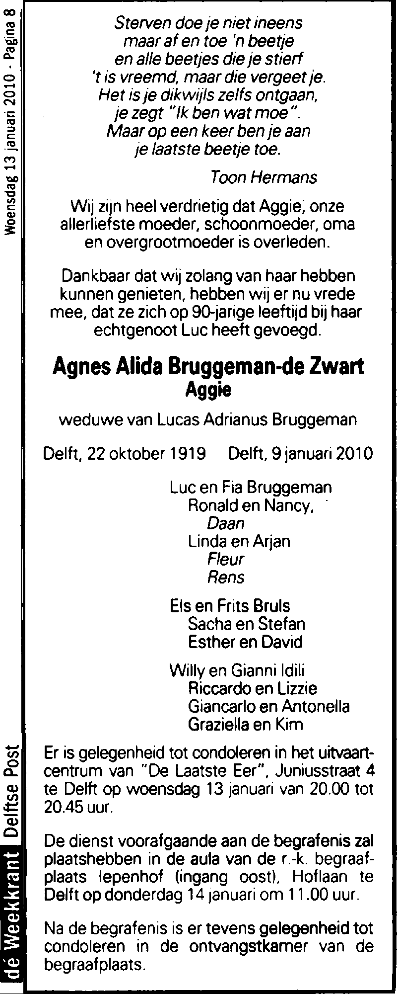 2010 Ovl adv DP Agnes A d Zwart wed LA Bruggeman